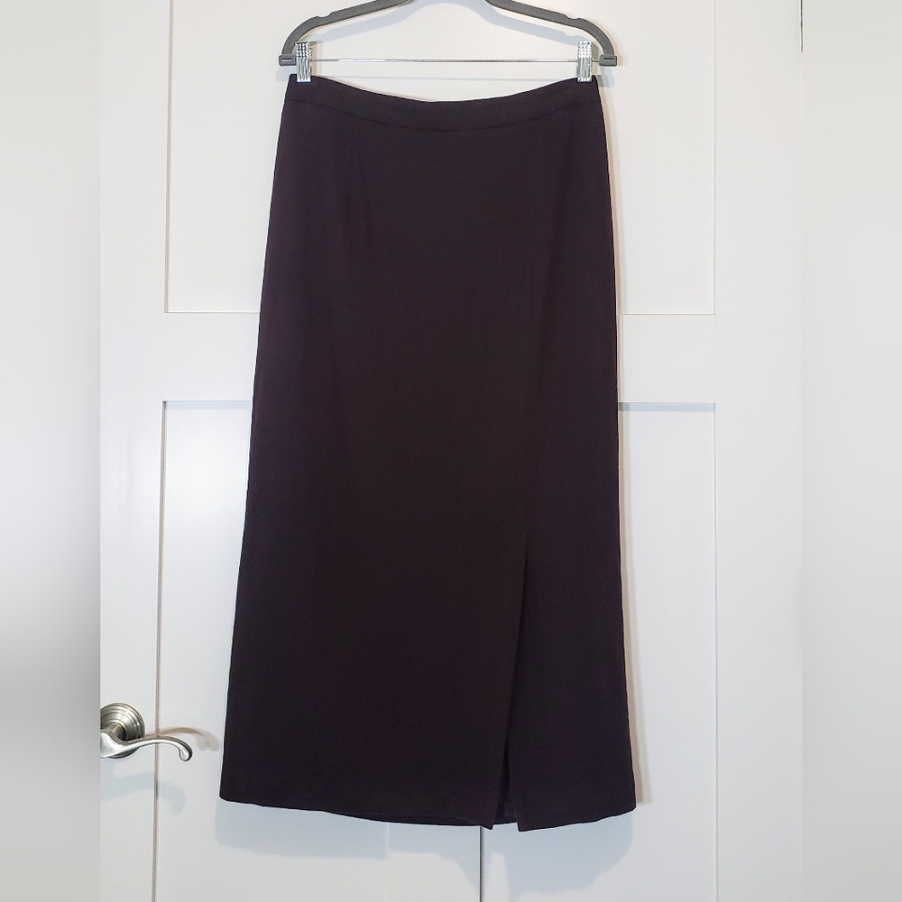 Vintage Wool Maxi Skirt Laura Gayle  Rear Elastic Size 14 Brown